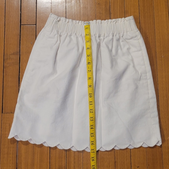 NWOT White Linen J.Crew Pull On Scalloped Edge Skirt with Pockets - Picture 4 of 4